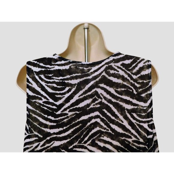 Chicos 3 Tiered Shell Tank Top XL 16 Black White Animal Zebra Print Sleeveless - Picture 5 of 6
